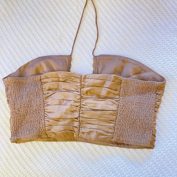 Zara Tan Ruched Halter Top - Picture 2 of 7